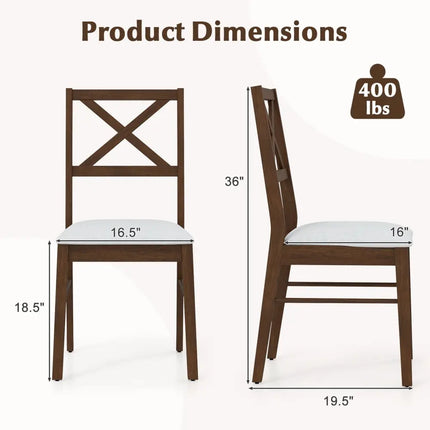 Upholstered Side Dining Chairs Set of 2 with Rubber Wood Frame-Brown - Brown - Dining Chairs