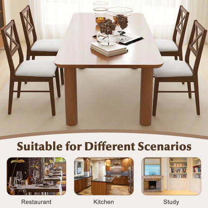 Upholstered Side Dining Chairs Set of 2 with Rubber Wood Frame-Brown - Brown - Dining Chairs