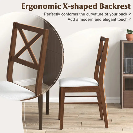Upholstered Side Dining Chairs Set of 2 with Rubber Wood Frame-Brown - Brown - Dining Chairs