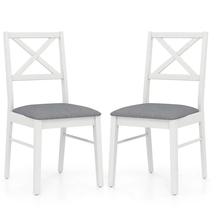 Upholstered Side Dining Chairs Set of 2 with Rubber Wood Frame-White - White - Dining Chairs