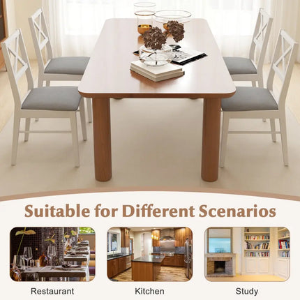 Upholstered Side Dining Chairs Set of 2 with Rubber Wood Frame-White - White - Dining Chairs