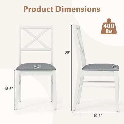 Upholstered Side Dining Chairs Set of 2 with Rubber Wood Frame-White - White - Dining Chairs
