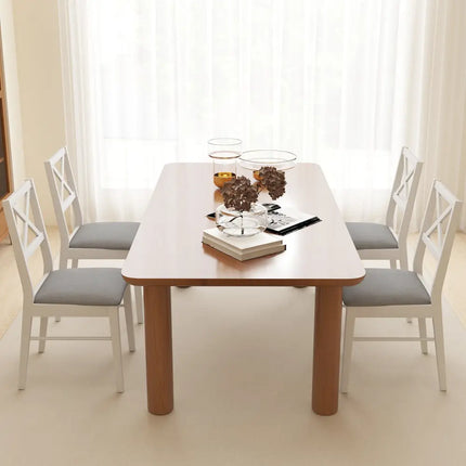 Upholstered Side Dining Chairs Set of 2 with Rubber Wood Frame-White - White - Dining Chairs