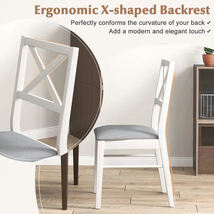 Upholstered Side Dining Chairs Set of 2 with Rubber Wood Frame-White - White - Dining Chairs