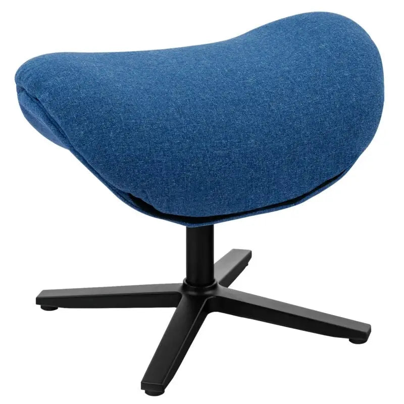 Upholstered Swivel Lounge Chair with Ottoman and Rocking Footstool-Blue - Blue - Accent Chairs