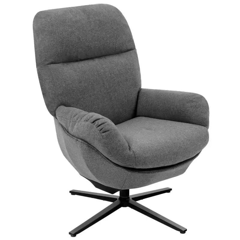 Upholstered Swivel Lounge Chair with Ottoman and Rocking Footstool-Gray - Gray - Accent Chairs