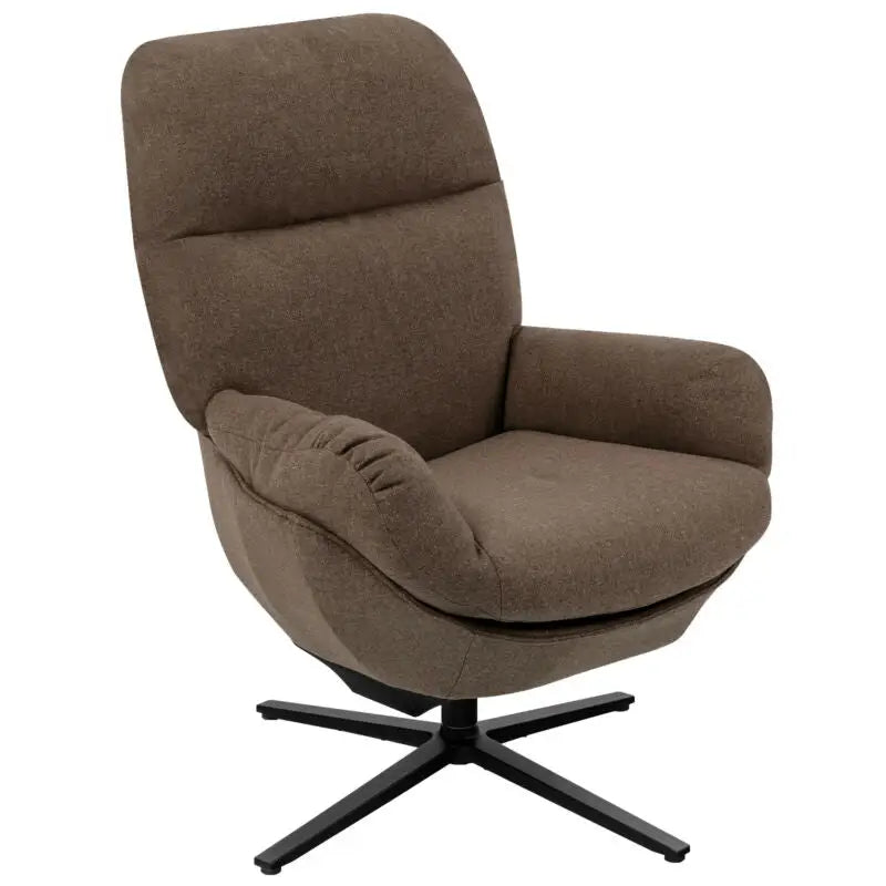 Upholstered Swivel Lounge Chair with Ottoman and Rocking Footstool-Brown - Brown - Accent Chairs