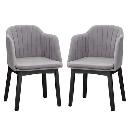 Upholstered Velvet Accent Modern Dining Chairs Set of 2 with Curved Backrests-Grey - Gray - Dining Chairs