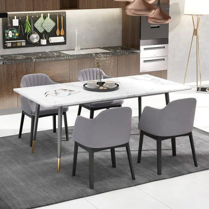 Upholstered Velvet Accent Modern Dining Chairs Set of 2 with Curved Backrests-Grey - Gray - Dining Chairs