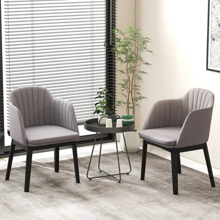 Upholstered Velvet Accent Modern Dining Chairs Set of 2 with Curved Backrests-Grey - Gray - Dining Chairs