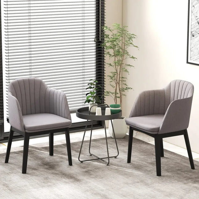 Upholstered Velvet Accent Modern Dining Chairs Set of 2 with Curved Backrests-Grey - Gray - Dining Chairs