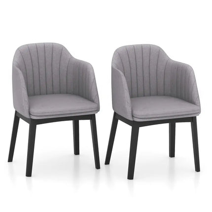 Upholstered Velvet Accent Modern Dining Chairs Set of 2 with Curved Backrests-Grey - Gray - Dining Chairs