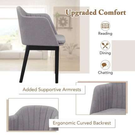 Upholstered Velvet Accent Modern Dining Chairs Set of 2 with Curved Backrests-Grey - Gray - Dining Chairs