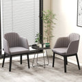 Upholstered Velvet Accent Modern Dining Chairs Set of 2 with Curved Backrests-Grey - Gray - Dining Chairs