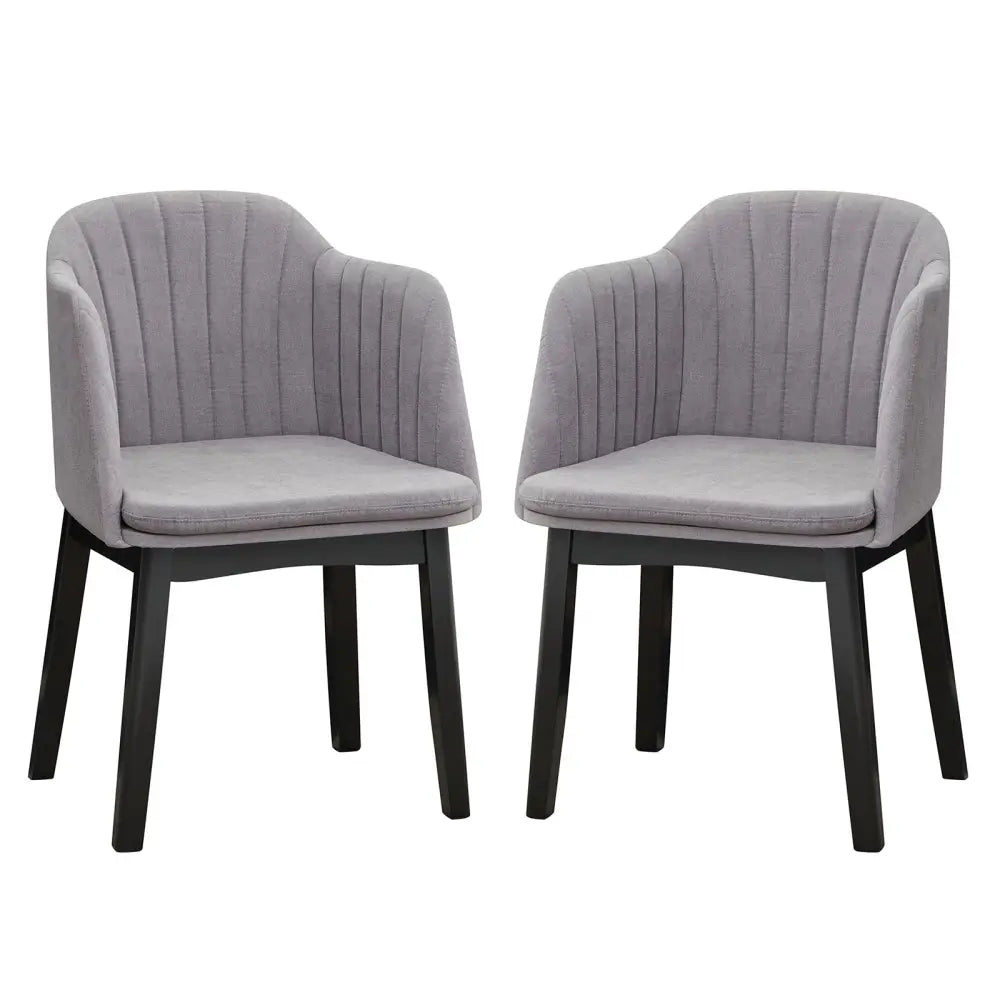 Upholstered Velvet Accent Modern Dining Chairs Set of 2 with Curved Backrests-Grey - Gray - Dining Chairs