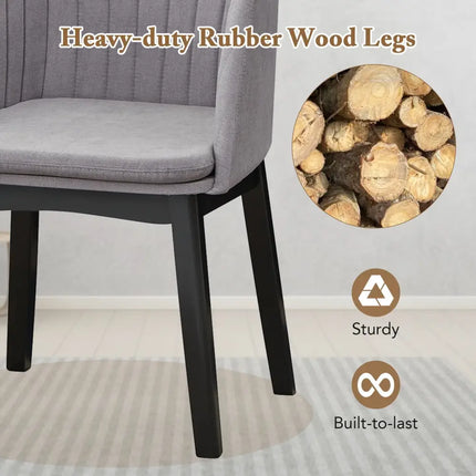 Upholstered Velvet Accent Modern Dining Chairs Set of 2 with Curved Backrests-Grey - Gray - Dining Chairs