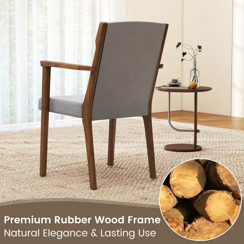 Upholstered Wooden Accent Chairs Set of 2 with High Back and Soft Cushion-Gray - Gray - Accent Chairs