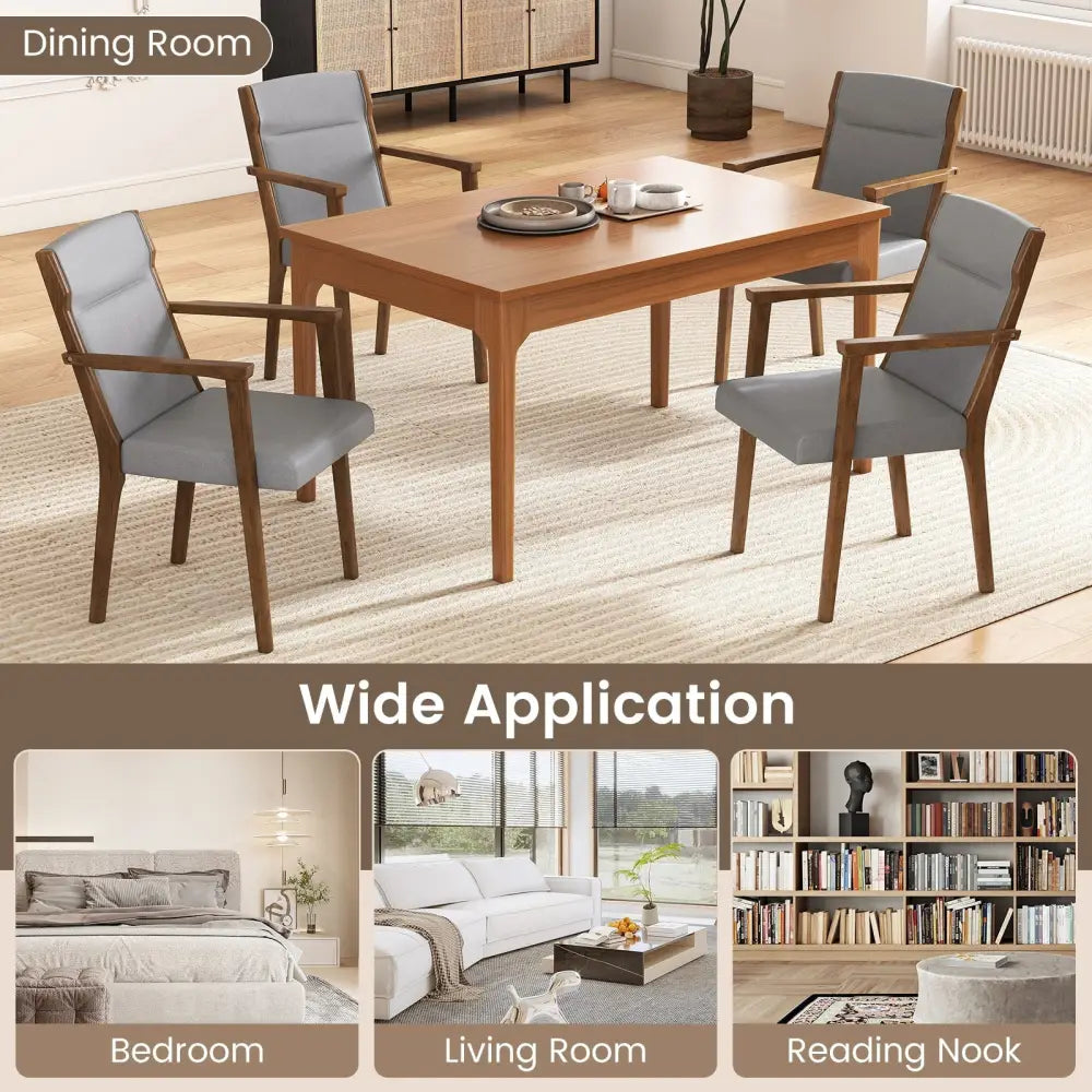 Upholstered Wooden Accent Chairs Set of 2 with High Back and Soft Cushion-Gray - Gray - Accent Chairs