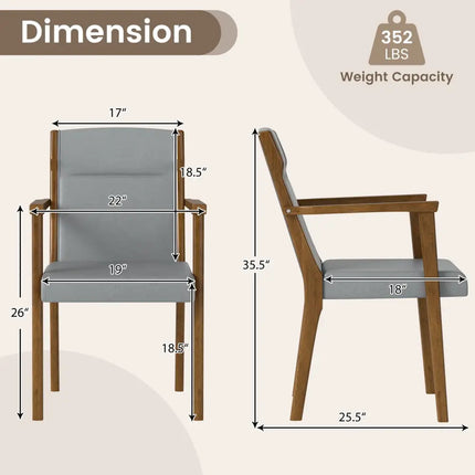 Upholstered Wooden Accent Chairs Set of 2 with High Back and Soft Cushion-Gray - Gray - Accent Chairs