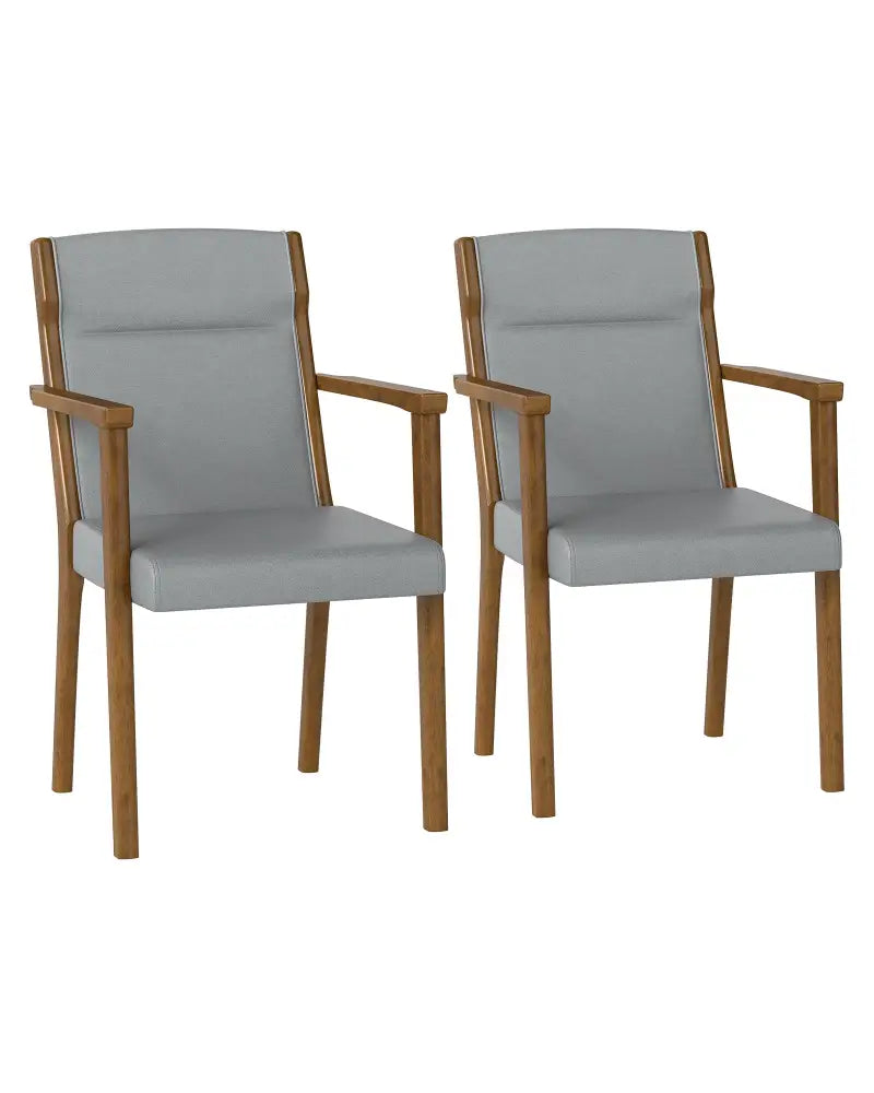 Upholstered Wooden Accent Chairs Set of 2 with High Back and Soft Cushion-Gray - Gray - Accent Chairs