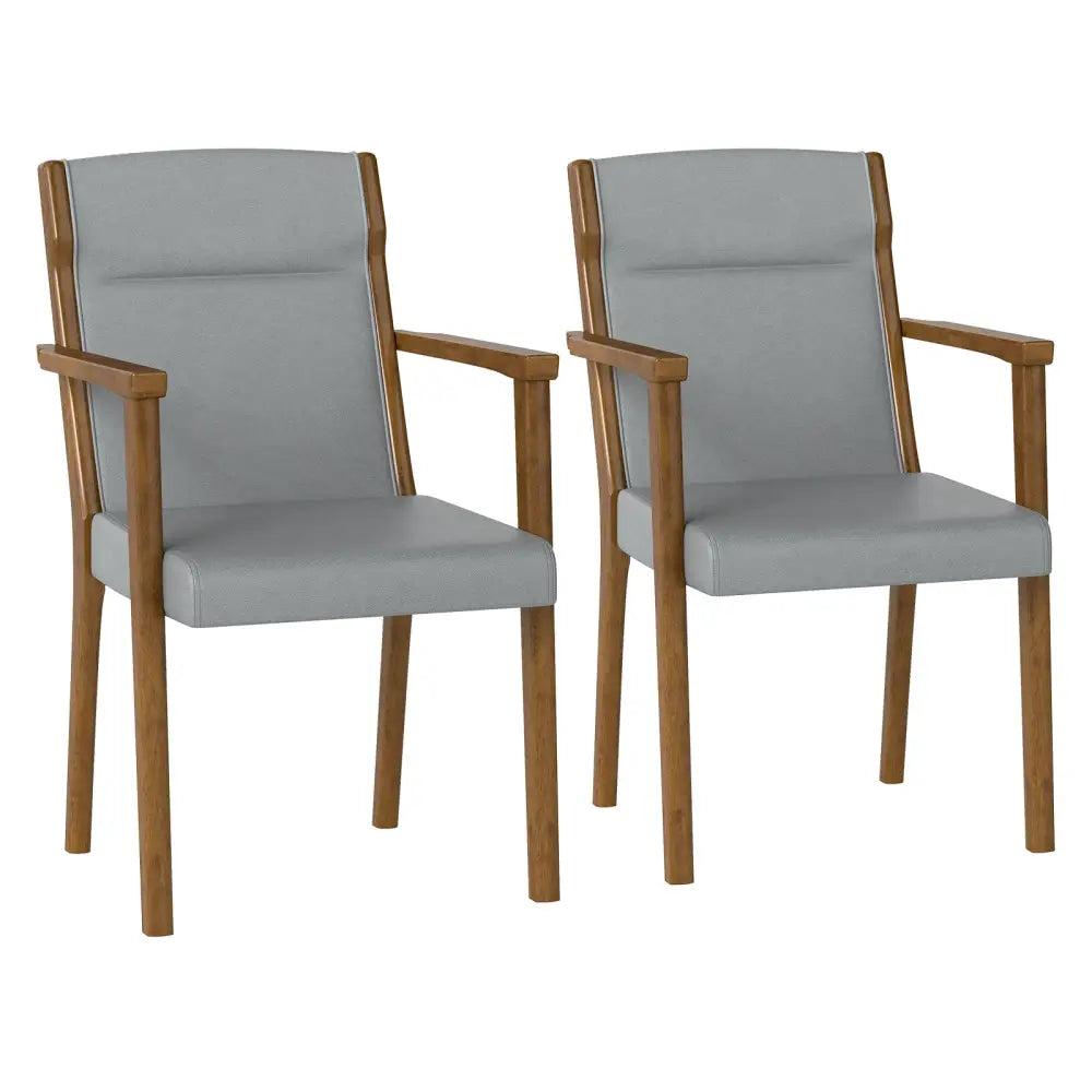 Upholstered Wooden Accent Chairs Set of 2 with High Back and Soft Cushion-Gray - Gray - Accent Chairs