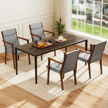 Upholstered Wooden Accent Chairs Set of 2 with High Back and Soft Cushion-Gray - Gray - Accent Chairs
