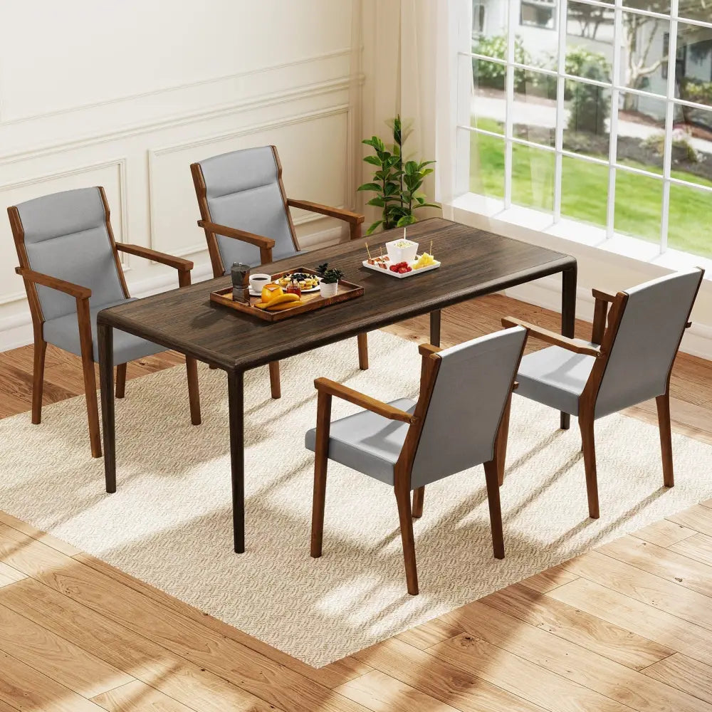 Upholstered Wooden Accent Chairs Set of 2 with High Back and Soft Cushion-Gray - Gray - Accent Chairs