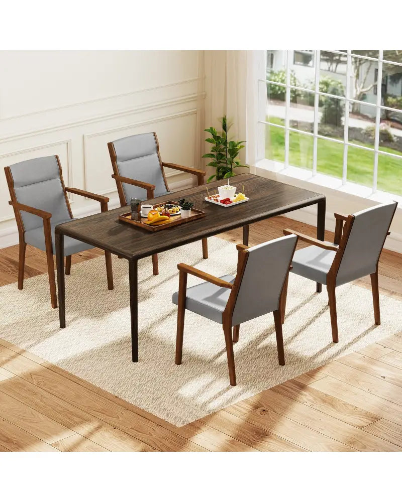 Upholstered Wooden Accent Chairs Set of 2 with High Back and Soft Cushion-Gray - Gray - Accent Chairs