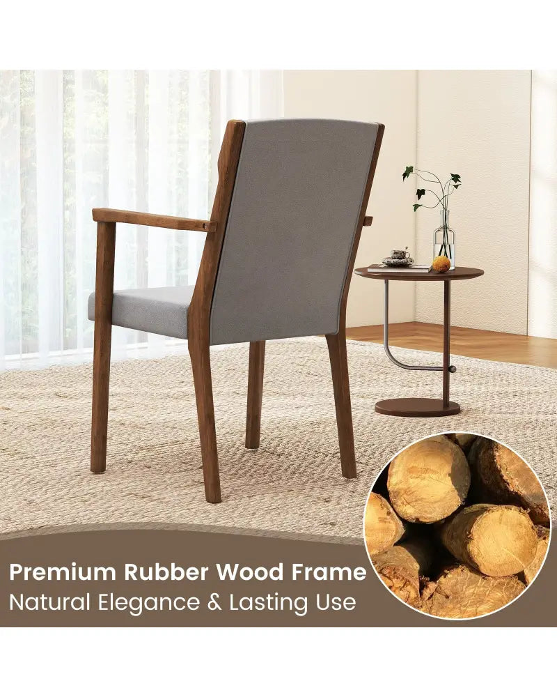 Upholstered Wooden Accent Chairs Set of 2 with High Back and Soft Cushion-Gray - Gray - Accent Chairs