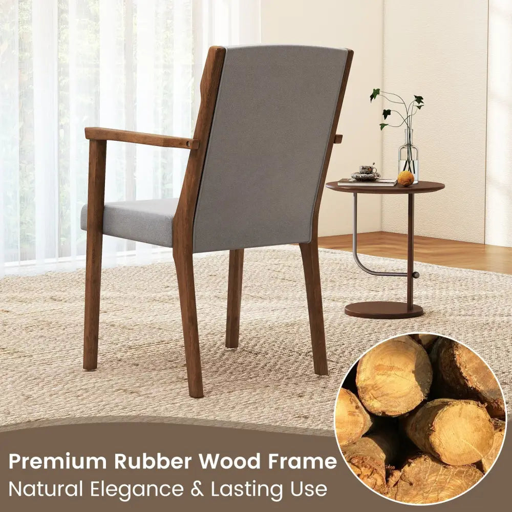 Upholstered Wooden Accent Chairs Set of 2 with High Back and Soft Cushion-Gray - Gray - Accent Chairs
