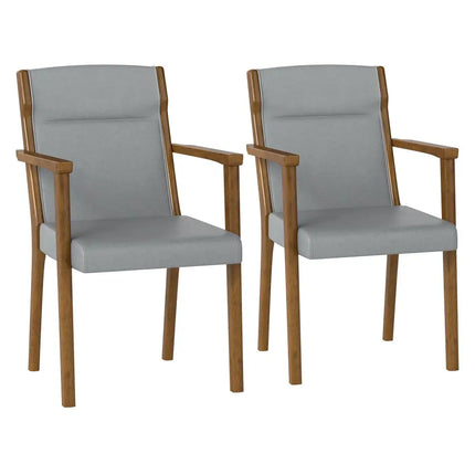 Upholstered Wooden Accent Chairs Set of 2 with High Back and Soft Cushion-Gray - Gray - Accent Chairs