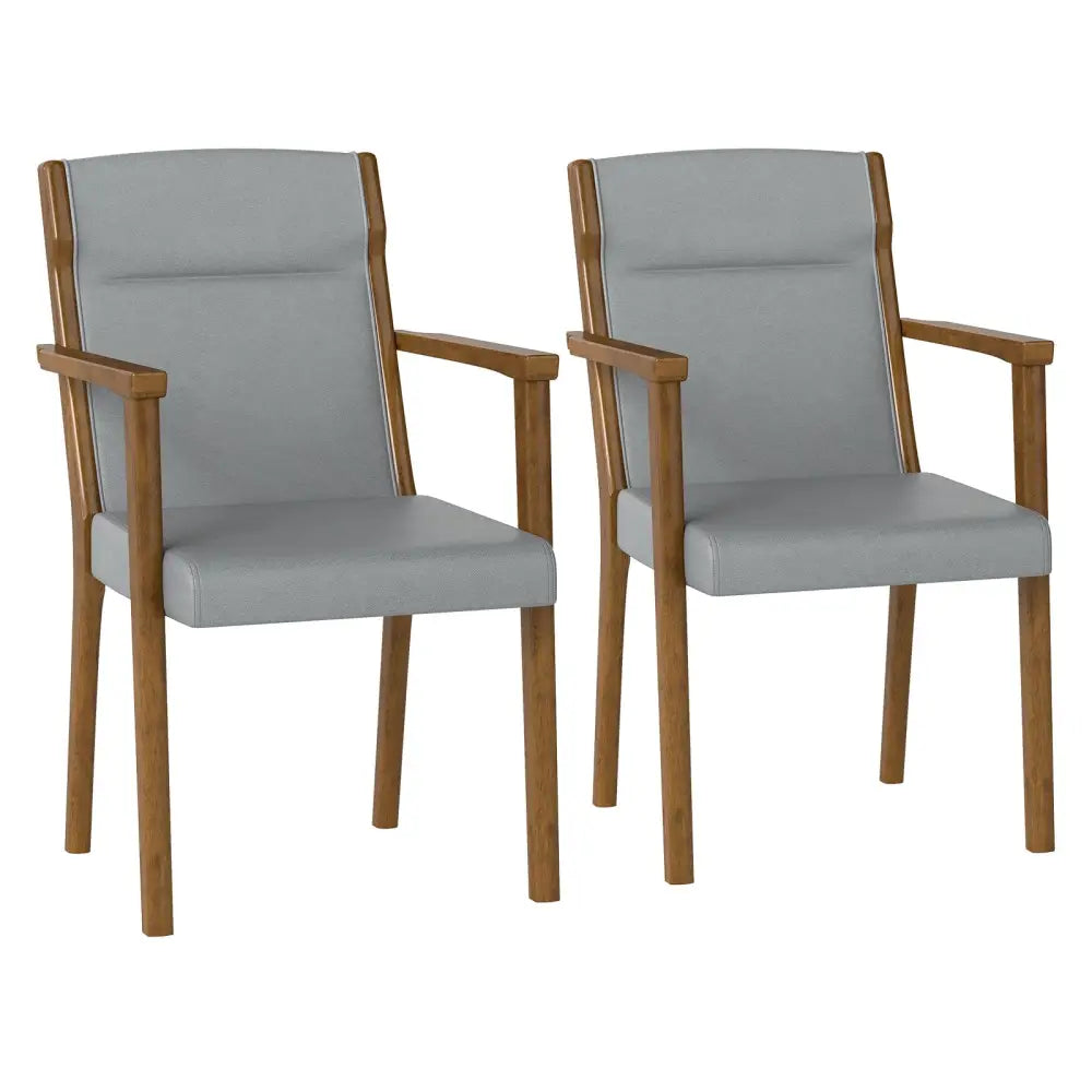 Upholstered Wooden Accent Chairs Set of 2 with High Back and Soft Cushion-Gray - Gray - Accent Chairs