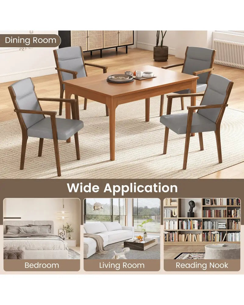 Upholstered Wooden Accent Chairs Set of 2 with High Back and Soft Cushion-Gray - Gray - Accent Chairs