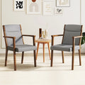 Upholstered Wooden Accent Chairs Set of 2 with High Back and Soft Cushion-Gray - Gray - Accent Chairs