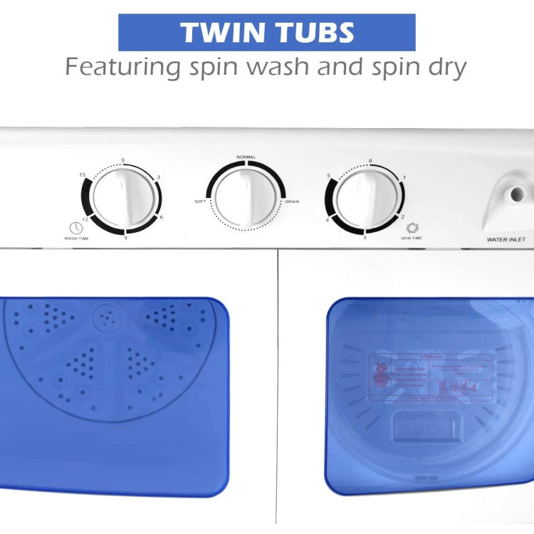 20 lbs Compact Twin Tub Washing Machine for Home