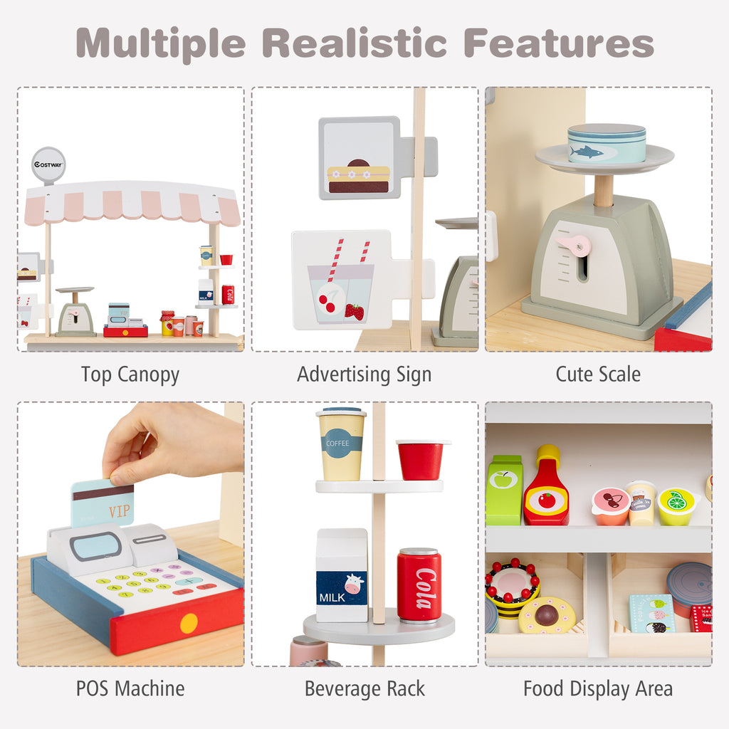 Toy Cart Play Set with POS Machine and Lovely Scale-Gray