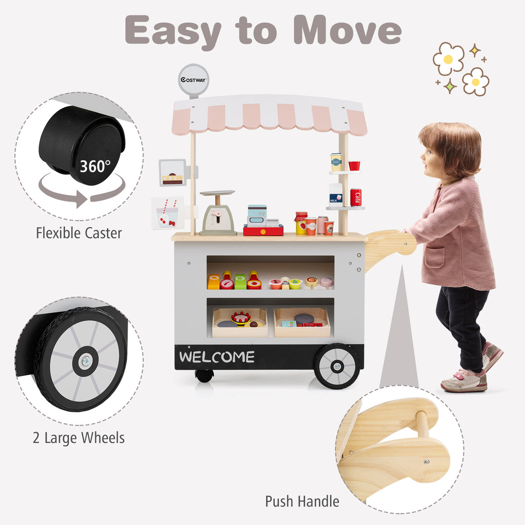 Toy Cart Play Set with POS Machine and Lovely Scale-Gray