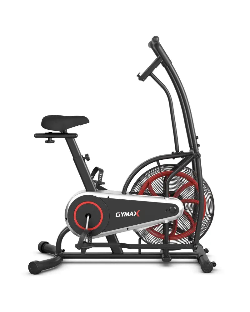 Upright Air Bike Fan Exercise Bike with Display Unlimite Resistance and Adjustable Seat-Black - Black - Exercise Bikes