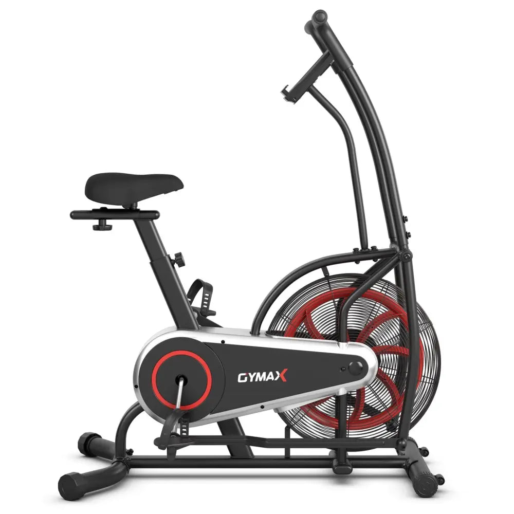 Upright Air Bike Fan Exercise Bike with Display Unlimite Resistance and Adjustable Seat-Black - Black - Exercise Bikes