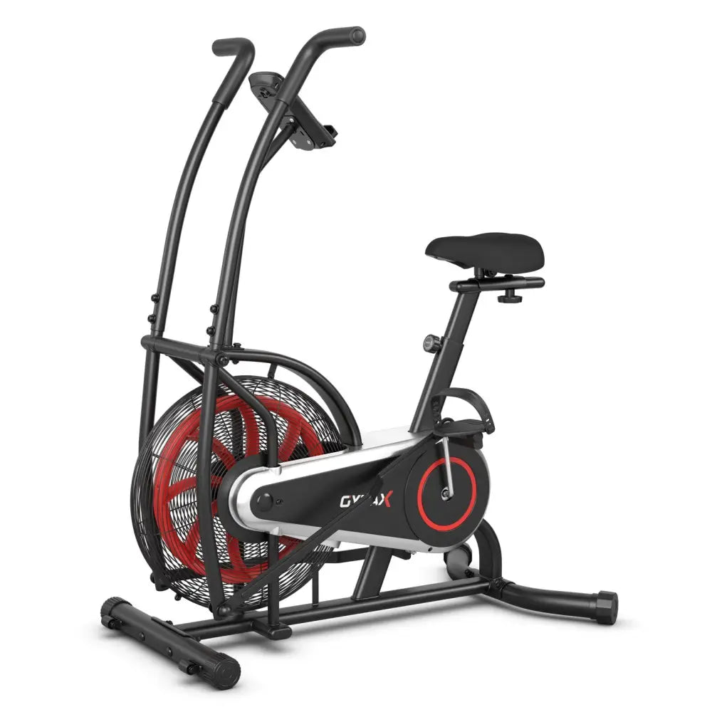 Upright Air Bike Fan Exercise Bike with Display Unlimite Resistance and Adjustable Seat-Black - Black - Exercise Bikes