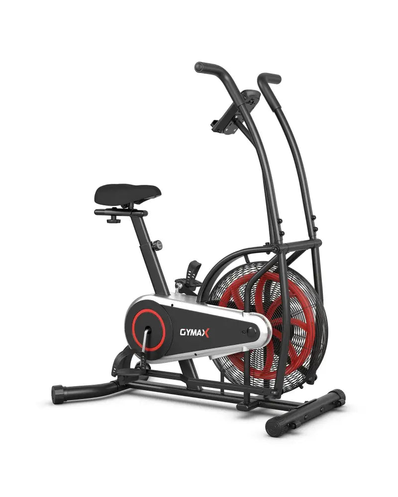 Upright Air Bike Fan Exercise Bike with Display Unlimite Resistance and Adjustable Seat-Black - Black - Exercise Bikes