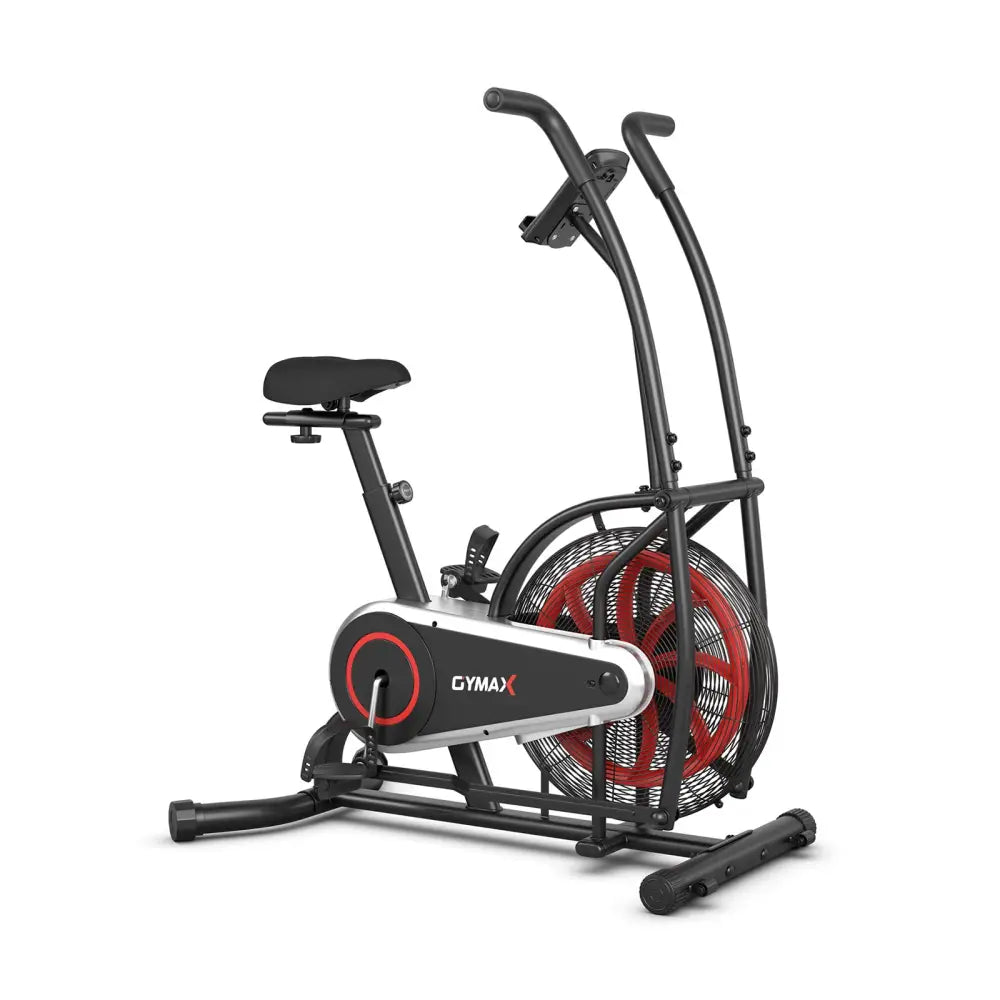Upright Air Bike Fan Exercise Bike with Display Unlimite Resistance and Adjustable Seat-Black - Black - Exercise Bikes