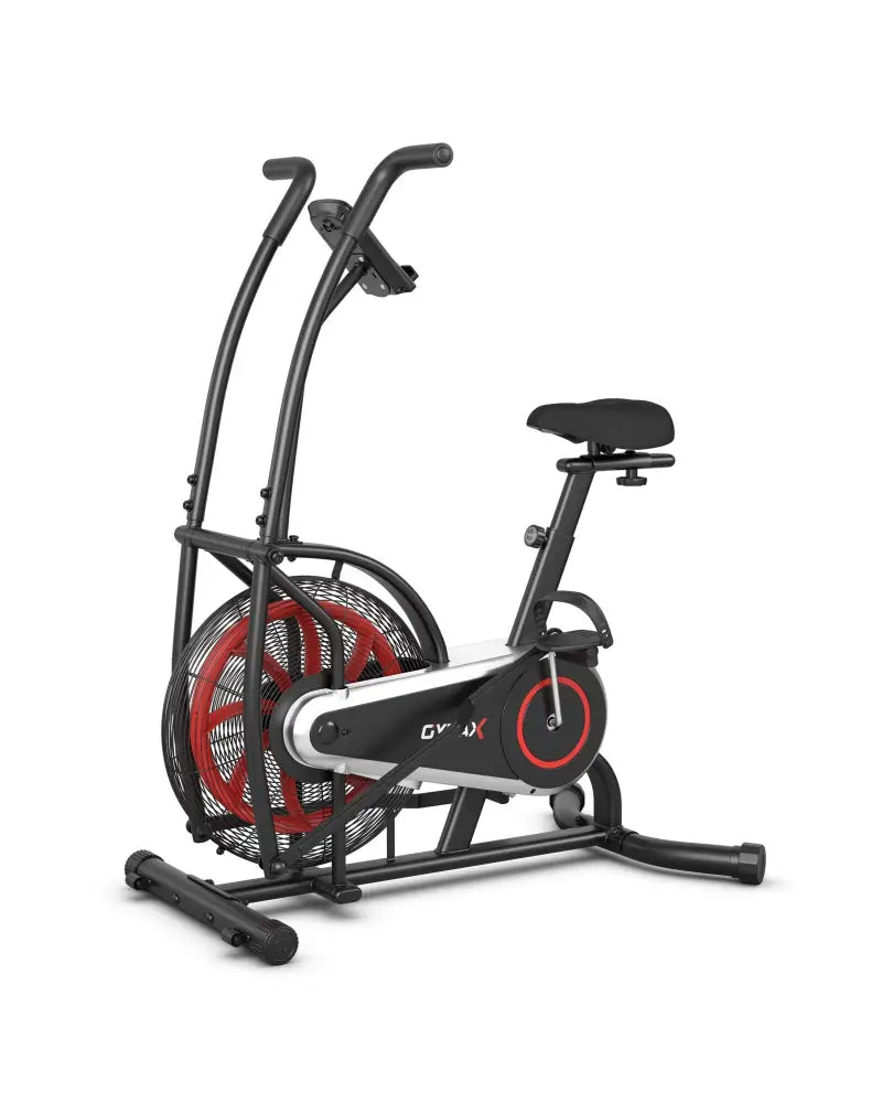Upright Air Bike Fan Exercise Bike with Display Unlimite Resistance and Adjustable Seat-Black - Black - Exercise Bikes
