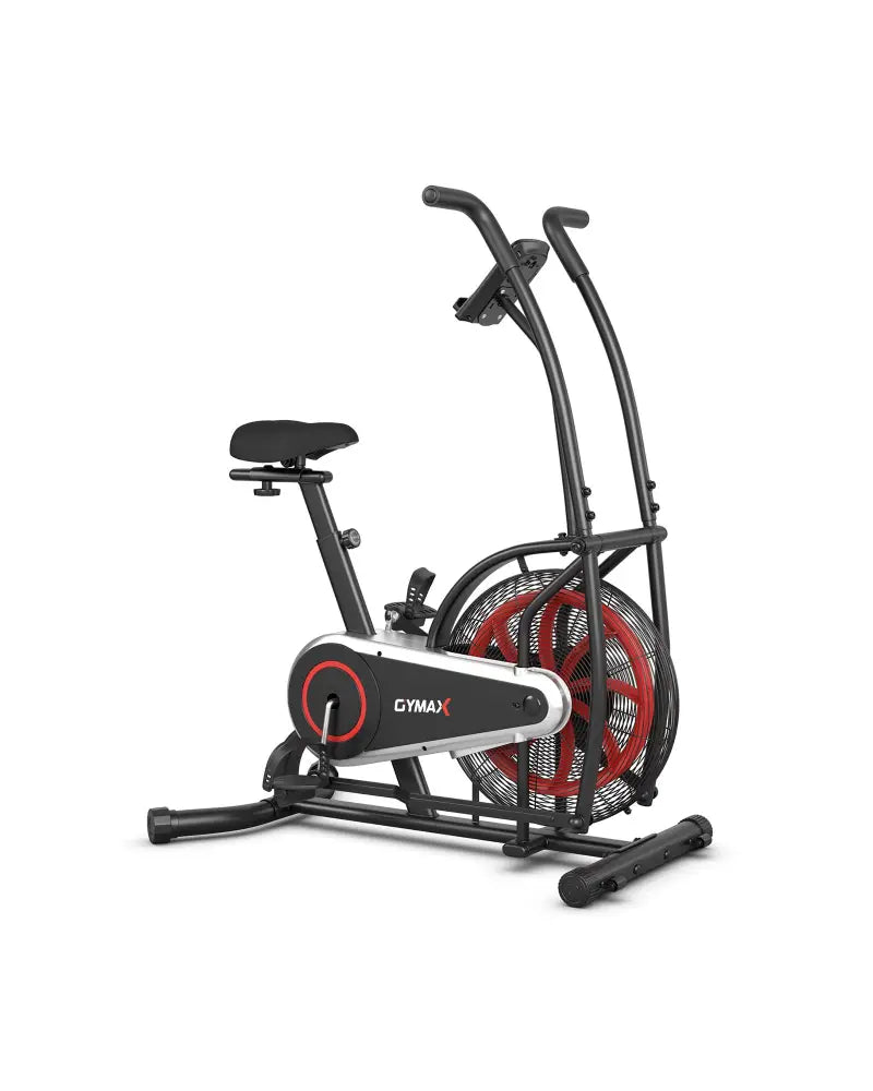 Upright Air Bike Fan Exercise Bike with Display Unlimite Resistance and Adjustable Seat-Black - Black - Exercise Bikes