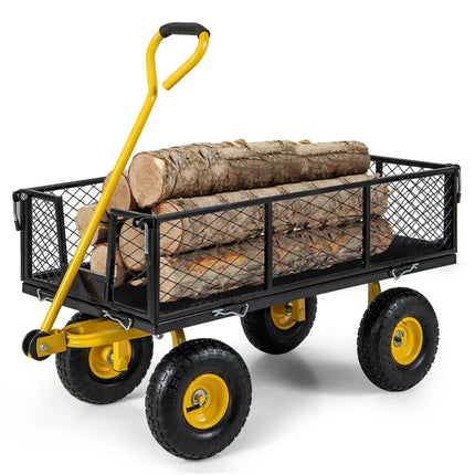 Utility Garden Wagon with 4 Removable Side Panels and 900/1200 LBS Load Capacity-43 X21 X 36 Inch - Garden Carts