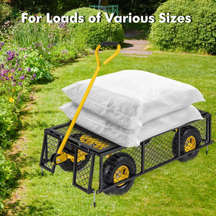 Utility Garden Wagon with 4 Removable Side Panels and 900/1200 LBS Load Capacity-43 X21 X 36 Inch - Garden Carts