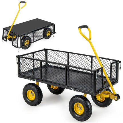Utility Garden Wagon with 4 Removable Side Panels and 900/1200 LBS Load Capacity-43 X21 X 36 Inch - Garden Carts