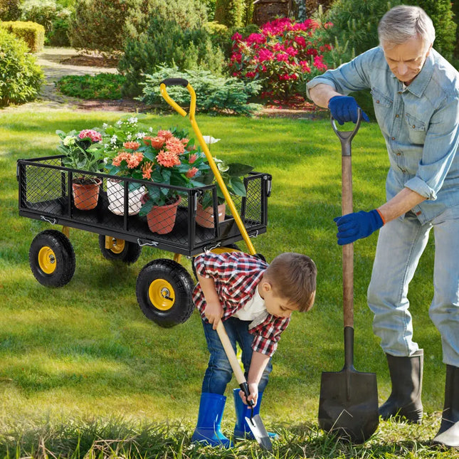 Utility Garden Wagon with 4 Removable Side Panels and 900/1200 LBS Load Capacity-43 X21 X 36 Inch - Garden Carts