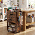 Utility Trolley with Open Shelves and 3 Drawers-Rustic Brown - Rustic Brown - Bookcases