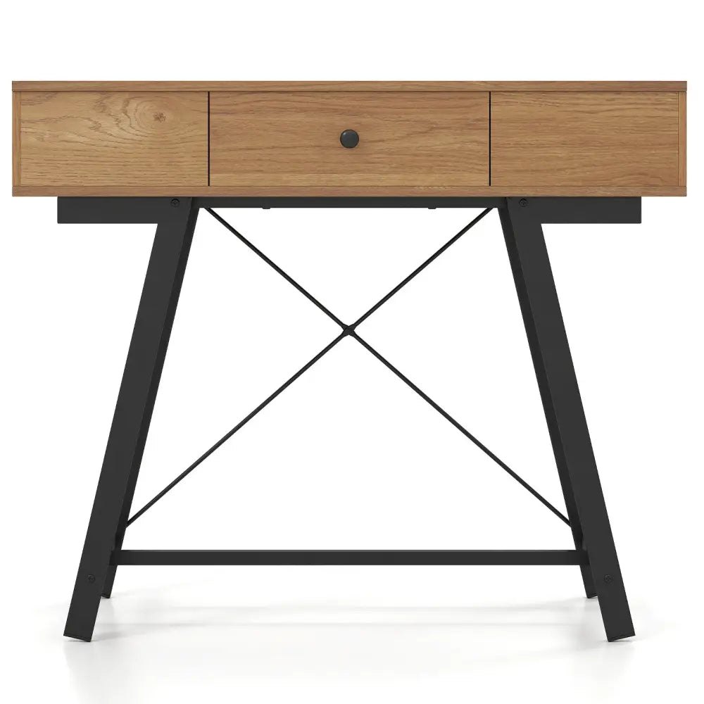 Vanity Desk with Flip Top Mirror Makeup Dressing Table-Rustic Brown - Rustic Brown - Makeup Vanities
